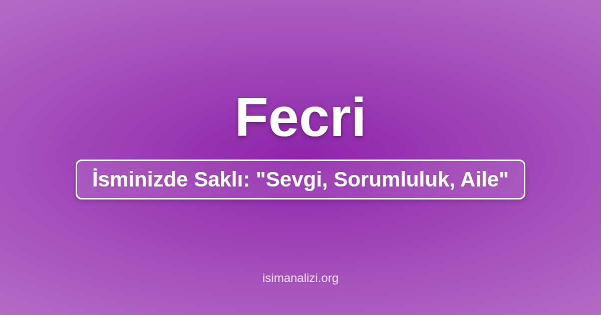 Fecri İsminin Anlamı, Karakter Analizi ve Akrostiş Şiiri
