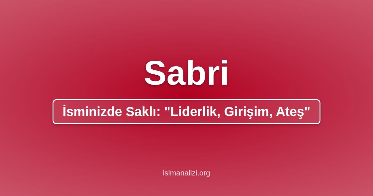 Sabri İsminin Anlamı, Karakter Analizi ve Akrostiş Şiiri